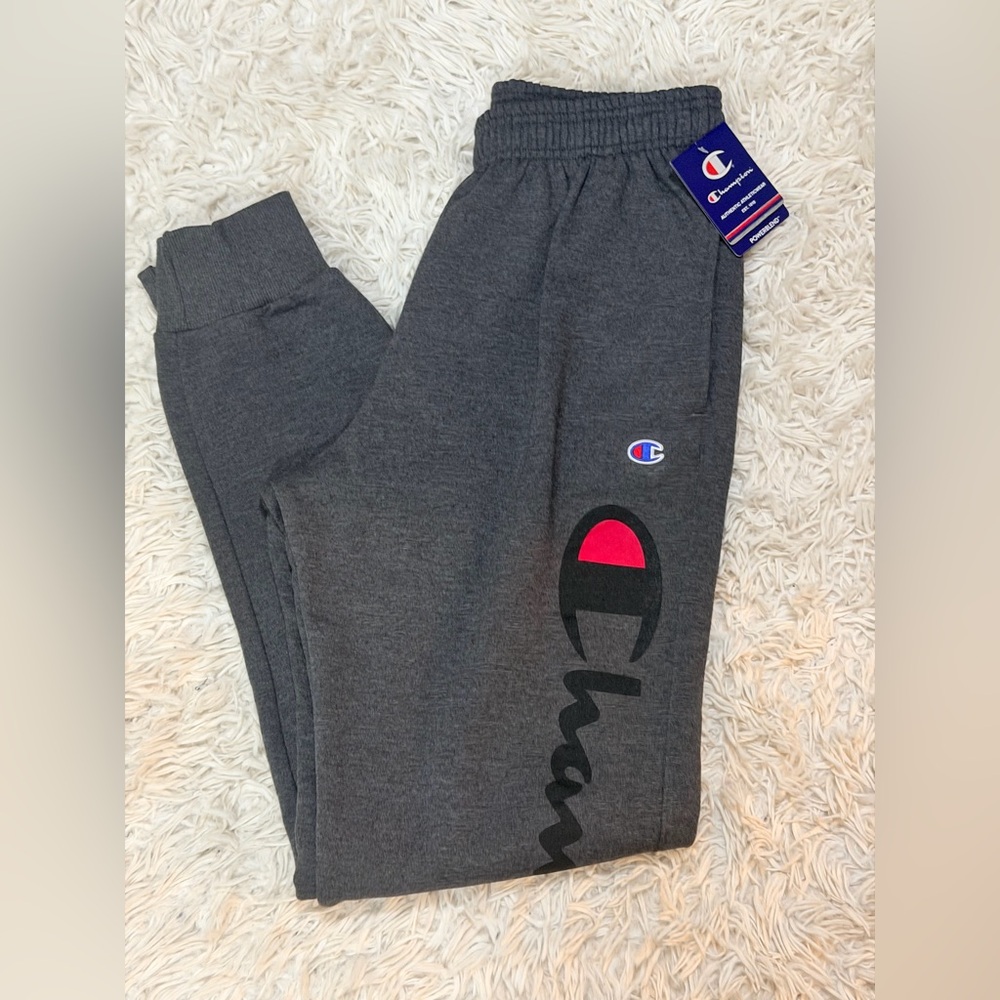 Champion Kids Gray Joggers with Red Logo Accent